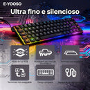 Teclado mecânico para jogos E-YOOSO A68 RGB Mini Slim Ultrafino com fio USB